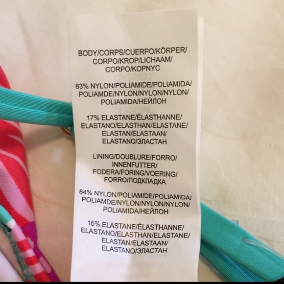 Trina Turk Pink and Yellow One Piece Swimsuit with Plunging V-neckline - Picture 3 of 7